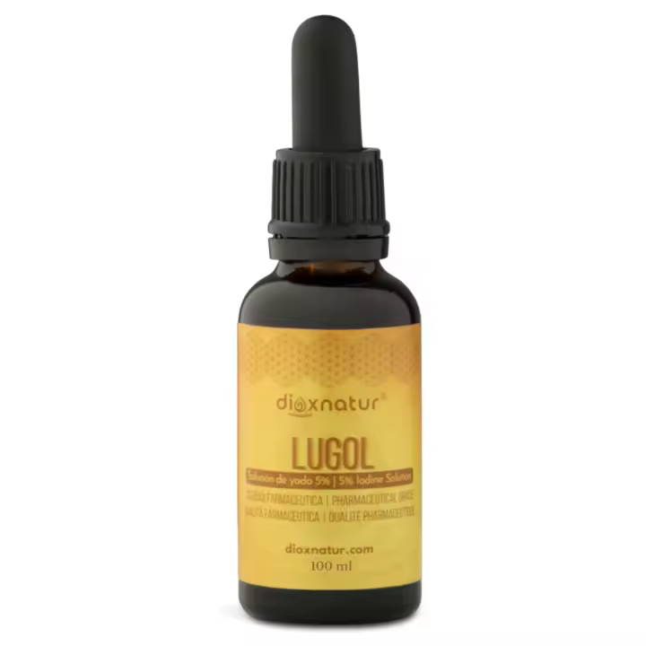 DIOXNATUR® Solución de Lugol 5% Calidad Farmacéutica 100ml | Gotas de Yodo Líquido y Yoduro de Potasio con Pipeta Dosificadora Precisa - 1