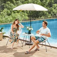 Conjunto de muebles de jardín de 3 piezas, sillas acapulco y mesa con tapa de cristal, asientos de exterior e interior, en negro - details 3