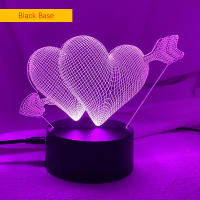 Lámpara De Noche 3D Con Corazones Y Interruptor Táctil LED Para Decoración De Hogar Luz Atmosférica Colorida Para Mesa Lámpara De Borde - details 3