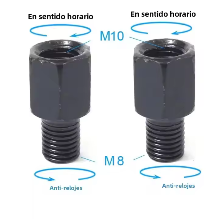 Adaptadores De Espejo Para Motocicleta 1 Par Negro Conversión De Espejos Traseros Tornillos M10 10MM M8 8MM Derecho Y Izquierdo Hilo - 1