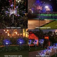 Luces De Fuegos Artificiales Solares Con Control Remoto 200LEDs Impermeables Para Jardín 8 Modos De Iluminación Decorativas - details 5