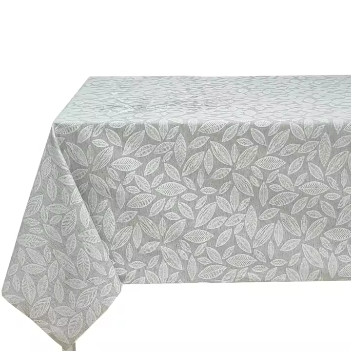 Mantel de tela Jacquard, Mantel impermeable y lavable, Para mesa rectangular, Estilo moderno elegante, Ideal para el hogar interior y exterior, Fácil a limpiar, Hojas, Estrellas, Gris - 1