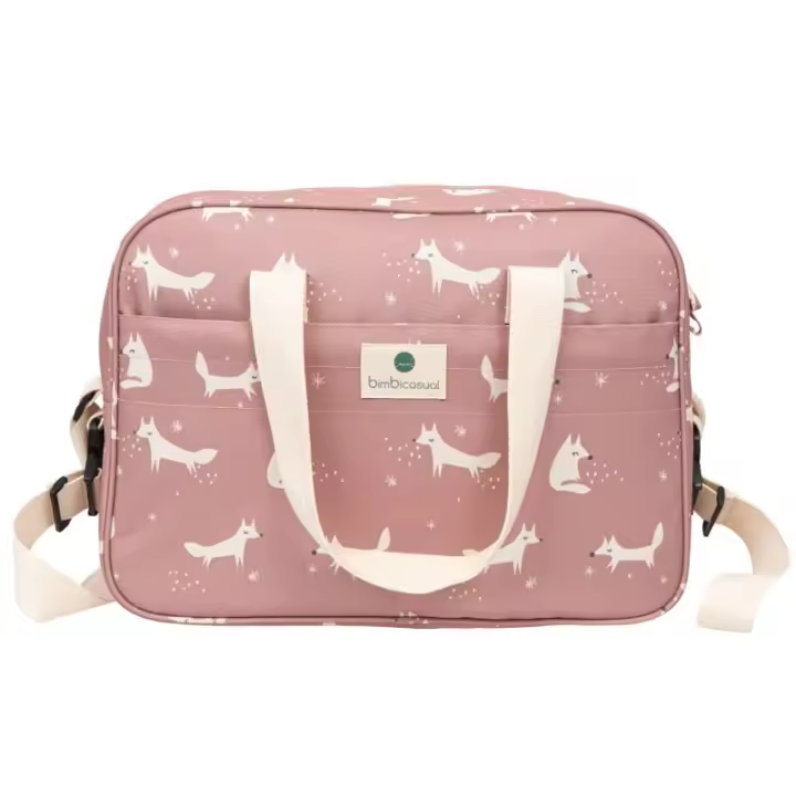 Bimbidreams Bolso Maternal  impermeable FOX coral  estampado zorritos - 1