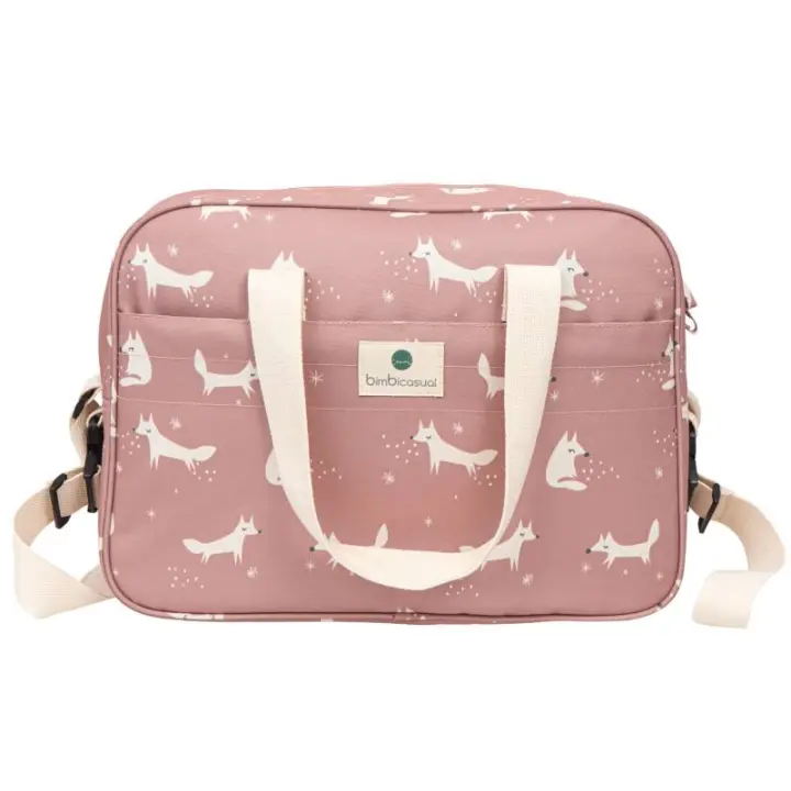 Bimbidreams Bolso Maternal  impermeable FOX coral  estampado zorritos - 1