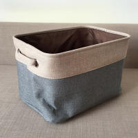 Cesta De Almacenamiento De Lino Y Algodón Sin Funda Caja De Doble Capa De Lona Para Ropa Juguetes Y Coches Rojo Vino Tamaño Grande 3 Tamaños - details 6