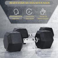 Mancuernas Hexagonales de 5kg - Juego de 2 Mancuernas de 5 kilogramos - Set de Mancuernas hexagonales con Revestimiento de Goma y Mango inoxidable Cromado - details 0