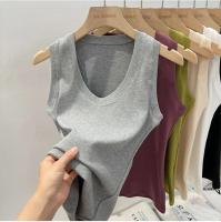 Camisola De Mujer 2025 Estilo Coreano Sólida Con Cuello Redondo Bajo Y Ribbed Basic Summmer Elasticado Slim Versátil - details 29