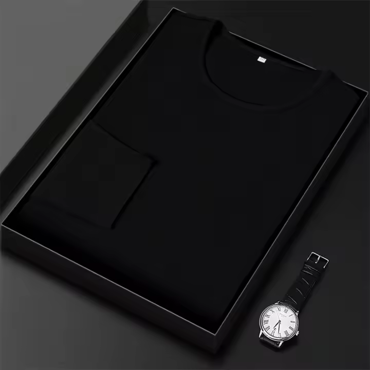Camiseta De Algodón Para Hombre 2024 Con Cuello Redondo Y Mangas Largas Para El Verano Cómoda Y Transpirable Estilo Casual - 1