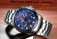 Reloj De Hombre LIGE Con Dial Azul Y Correa De Acero Inoxidable Resistente Al Agua Y Al Choque Con Fecha Y Manos Luminosas Reloj De Moda Y Casual Para Negocios - details 11