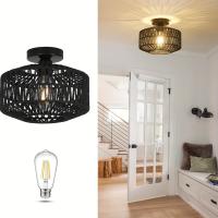 Luz De Techo Bohemia Hecha a Mano En Rattan Con Encanto Rustico Farmhouse Montaje Fácil No Incluye Bombilla - details 11