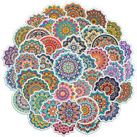50PCS Pegatinas De Mandala Florales Resistentes Al Agua Para Decoración De Portátil Patineta Y Equipaje Tamaño 3-6cm Cada Pieza - details 0