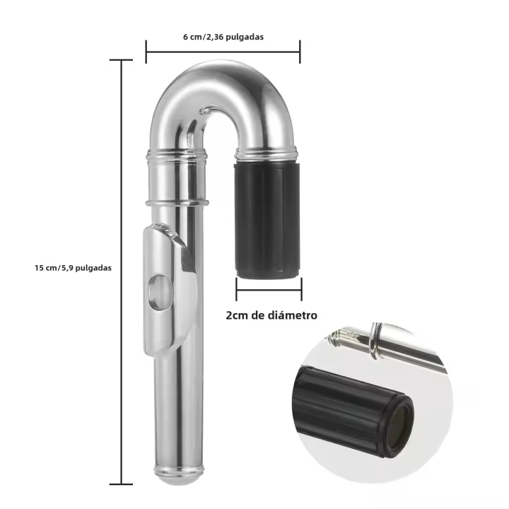 Juego De Cabeza De Flauta Enchufada De Níquel Accesorio Musical Para Repuesto Parte De La Cabeza De Flauta Curva - 1