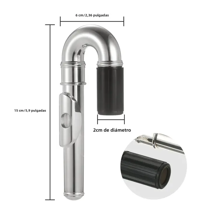 Juego De Cabeza De Flauta Enchufada De Níquel Accesorio Musical Para Repuesto Parte De La Cabeza De Flauta Curva - 1