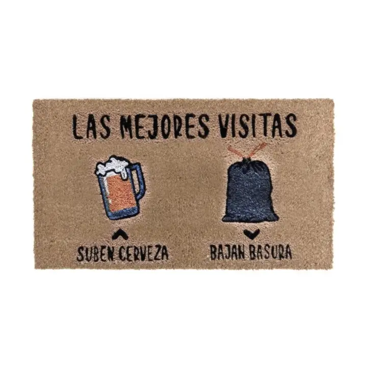 Felpudo 'Las mejores visitas'  D'CASA - Felpudo de fibra de coco natural, con base antideslizante, fácilmente lavable, 70 x 40 cm // Ref: 52981 - 1
