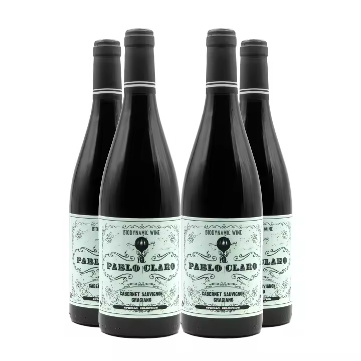 Pablo Claro - Cabernet Sauvignon Graciano - Ecológico - Biodinámico - Pack de 4 - Vino tinto - 750 ml/botella - 1