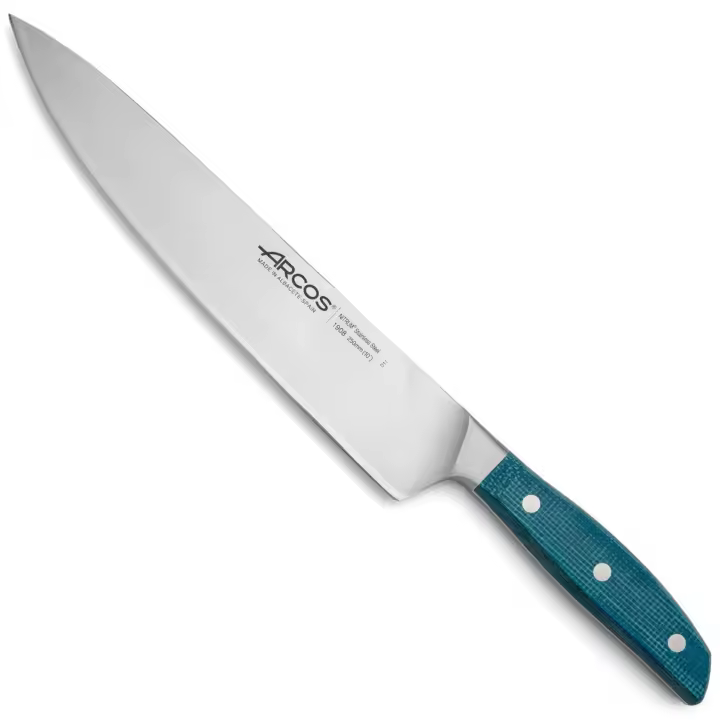 ARCOS Brooklyn - Cuchillo Cocinero (250 mm) - Hoja de Acero Inoxidable Forjado Nitrum® - Mango de Micarta Tonos Azulados - 1