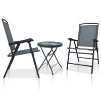 vidaXL Mesa y sillas de bistró 3 piezas acero color en color Crema/Gris/Taupé y más | cómodas modernas ergonómicas para comedor cocina salón hogar - details 1