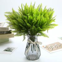 Planta Artificial DIY Con 7 Ramas Y 49 Hojas De Plástico Verde Falso Para Decoración De Navidad En Casa Y Mesas - details 0