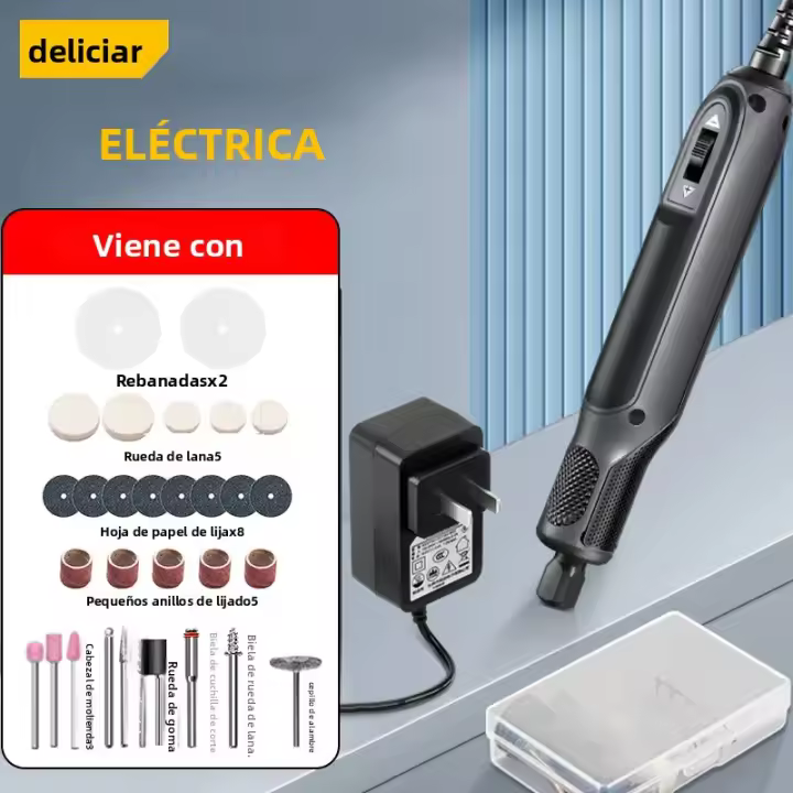 Deli Mini Taladro Eléctrico Portátil 18V Recargable Herramienta Rotativa Micro Para DIY Engrafado Perforación Mezclador - 1
