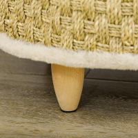 PawHut Cama Elevada para Perros Cama para Perros Miniaturas con Cojín Lavable Cuerda de Seagrass Marco de Madera y Alfombrillas Antideslizantes Sofá para Mascotas para Interior Ø48x24,5 cm Beige - details 3