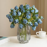 6pcs/Lot Rosa Simulada Estilo Americano Con Borde Focal Decoraciones De Flores Artificiales Para Sala De Estar Y Mesa De Comedor - details 0