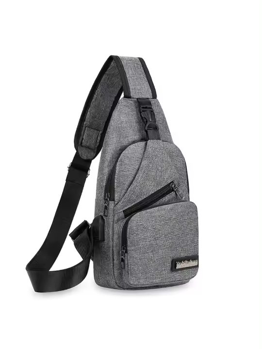 Nueva Bandolera Inteligente USB Para Hombres 2023 Bolsa De Hombro Cruzada De Lona Estilo Coreano Casual Con Cierre De Cremallera - 1