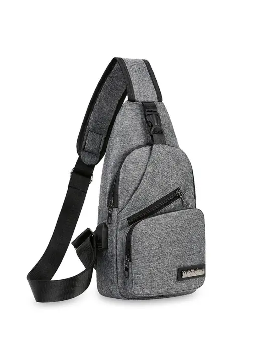 Nueva Bandolera Inteligente USB Para Hombres 2023 Bolsa De Hombro Cruzada De Lona Estilo Coreano Casual Con Cierre De Cremallera - 1