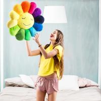 Almohada de Felpa de Flores, almohada de Girasol, elegant y Cómodo, juguete Sonriente de Girasol, Flor de Sol coloriida, sudadera, decoración del Hogar, dormitorio, Tienda, restorano55cm - details 1