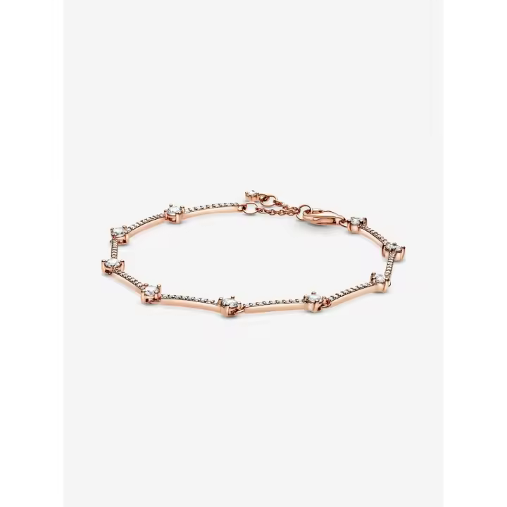 Pandora - Pulsera de Barras pavé Brillantes-Baño de Oro Rosa de 14 K - 1