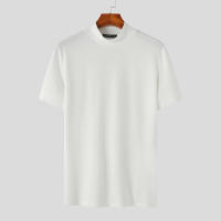 Camiseta De Hombre 2024 Estilo Coreano Casual Con Cuello Alto Y Mangas Cortas Para Verano Moda Streetwear Tejido Poliéster Y Spandex - details 15