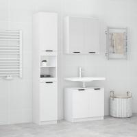 vidaXL Set de muebles baño 3 pzas madera contrachapada en color Roble ahumado/Blanco/Gris sonoma | almacenamiento funcional diseño moderno para baño dormitorio sala - details 1