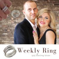 MINOPLATA Anillo Semanario de Plata de Ley con Siete Aros Lisos y Reliados para Mujer Sofisticada - details 1