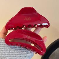Pinza Para El Cabello De Alta Gama En Rojo Para Año Nuevo Con Diseño Geométrico Accesorio Para El Cabello De Mujer - details 0