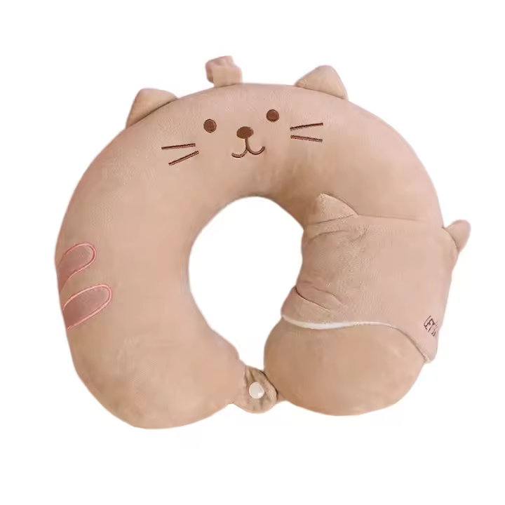 Almohada De Viaje Portátil Para Adultos Y Niños Soporte De Cuello Cómodo Para Dormir Mientras Se Viaja Y Acampa Forma U Microfibra Poliéster / Algodón - 1