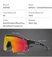 Gafas De Ciclismo Kapvoe Para Hombres Y Mujeres UV400 Lentes De Polímero Negro TR-90 Gafas De Sol Para Montar Bicicleta Camping Y Senderismo - details 1