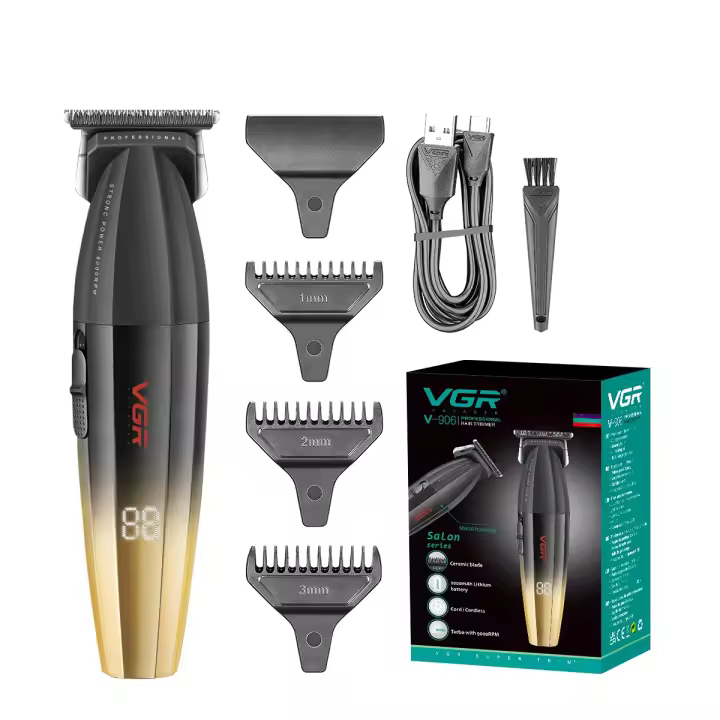 Cortadora De Pelo Profesional VGR V-003 Con Pantalla Digital 9000 RPM Máquina De Corte Para Barberos Trimmer Para Hombres Recargable Universal 160 Minutos De Uso - 1