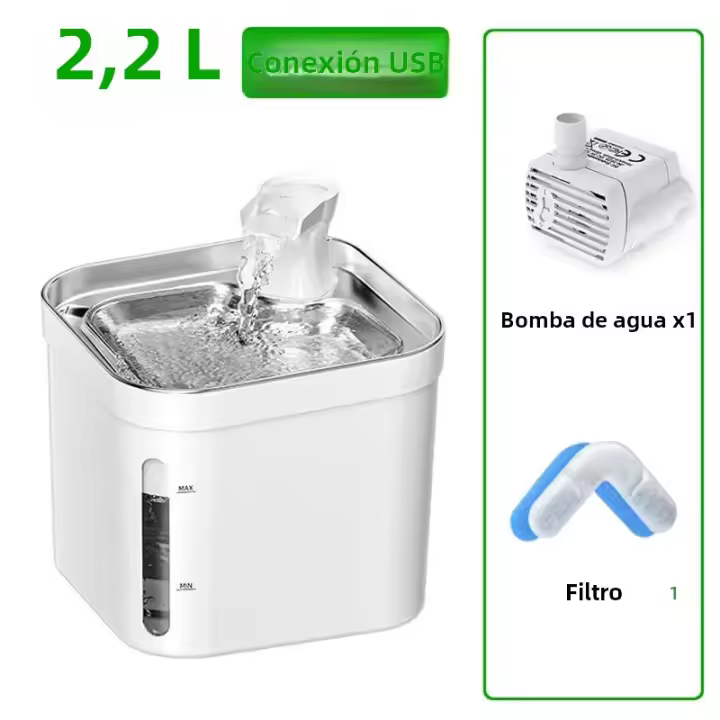 Fuente De Agua Automática Para Gatos En Acero Inoxidable Con Bomba De Agua Silenciosa Dispensador De Agua Para Gatos Seguro De Grado Alimenticio - 1