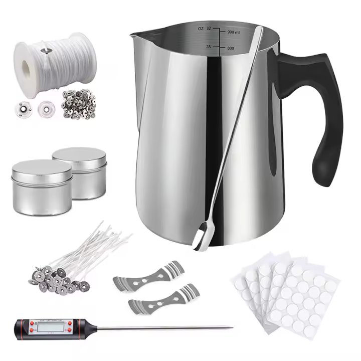 Kit De Velas DIY Con Herramientas Para Fabricación De Velas Incluye Termómetro Cuchara De Mezcla Y Pote De Cera De Acero Inoxidable Suministros Para La Creación De Velas - 1