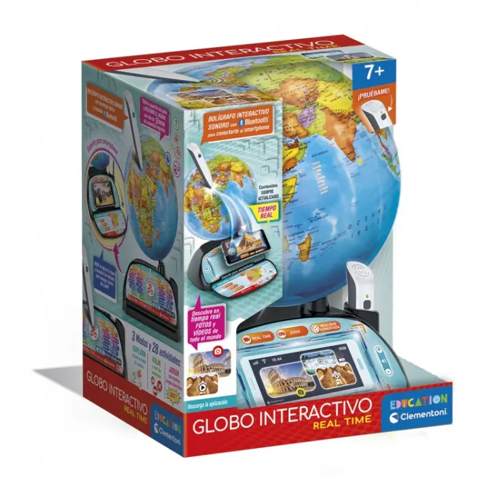 Clementoni - Globo Digital Real Time - Juego Educativo Interactivo para Niños - Aprende Geografía y Cultura General - Desarrolla la Memoria y el Intelecto - A Partir de 7 Años - 55523 - 1