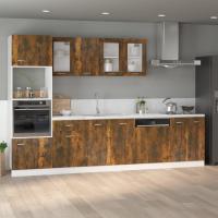 vidaXL Armario bajo fregadero “Lyon” madera ingeniería en color Blanco/Marrón roble/Roble ahumado y más | almacenamiento funcional diseño moderno para baño dormitorio sala - details 2