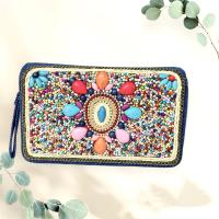 MEJORADA - Cartera Monedela de Tela Vaquera con Adornos Folklóricos y Tarjetera para Mujer - details 1