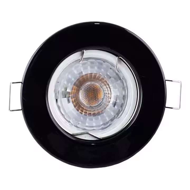Combo de Aro Metálico Fijo para Techo Blanco, Negro o Cromado con Dicroica LED Blanco Frío, Neutro o Cálido, 8cm de Diámetro - Ideal para Salón, Cocina, Oficinas - Marca DEMASLED - 1