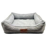 Cama para perros y gatos textura sofa con base rellena de Fibra Hueca y Espuma Acolchonada, Disponible en 3 tamaños, diseño Confort Minimalista en Gris - details 1