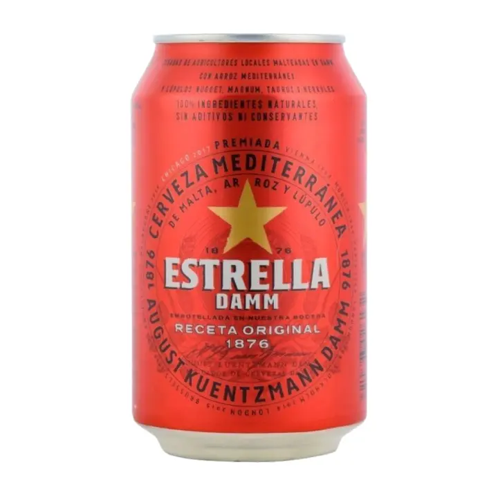 Cerveza Estrella Damm 33 cl pack 24 latas - 1