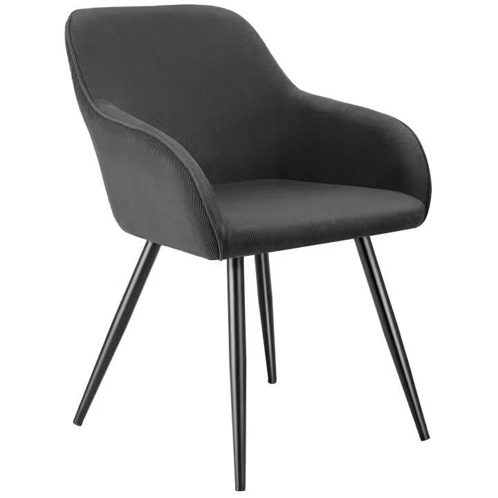 Tectake - Silla de comedor Marilyn 58 x 62 x 82 cm, Tejido acolchado de pana, Silla para salón o dormitorio, Mueble moderno, Respaldo continuo, Patas de acero esbeltas, Pies regulables en altura, Sillas para salón modernas, Capacidad de carga 120 kg - 1