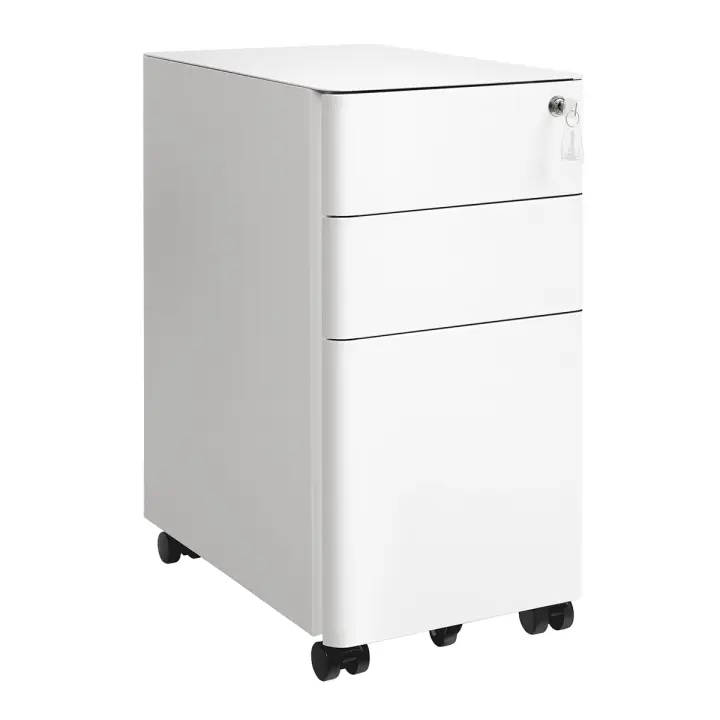SONGMICS Archivador Móvil, Cajonera de Oficina con Ruedas y Cerradura, para A4, Documentos, Carpetas de Archivo, Blanco - 1