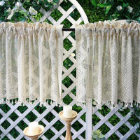 Cortinas Transparentes Vintage Con Borlas Para Cocina Cortina De Voile Bohemia Hueca Panel Corto Con Bolsillo Para Varilla - details 3