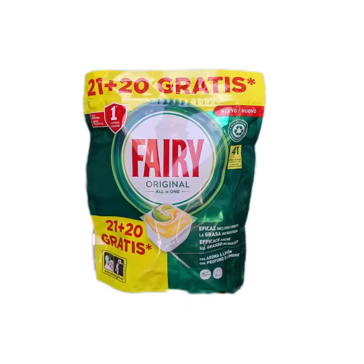 PASTILLAS PARA LAVAVAJILLAS FAIRY ORIGINAL TODO EN 1 (41CAPSULAS) PARA LAVAVAJILLAS AUTOMATICO 20 GRATIS - 1