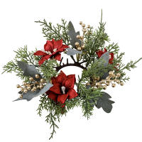 1Pc Guirnalda De Navidad Con Pino Y Vela Anillo De Flores Artificiales Decoración Para Mesa De Fiesta En Casa - details 6