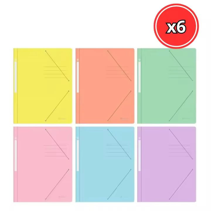 CARPETA GOMAS Y SOLAPA COLORES NEON O PASTEL SURTIDOS 400GR RESISTENTE AL AGUA BISMARK COLOR A ELEGIR - PACK 6 UNIDADES - 1